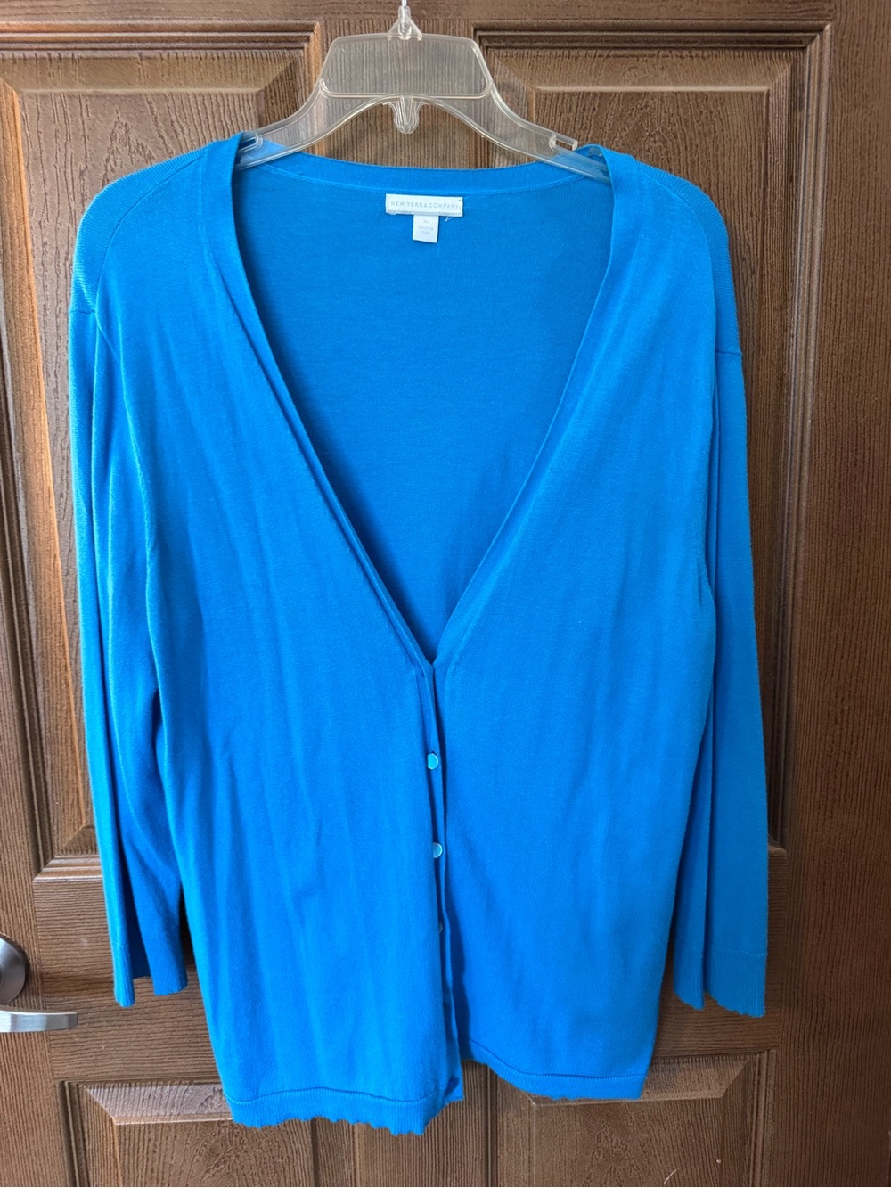 New York & Company Collection Torquiose V-Neck Button Cardigan Size XL